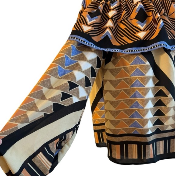 H&M Off Shoulder Boho Tribal Print Top Size 14 - Picture 3 of 6